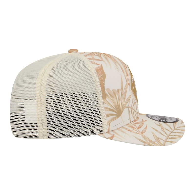 Men's New Era  Tan Kansas City Chiefs Tonal Palm COOLERA 9SEVENTY Adjustable Trucker Hat