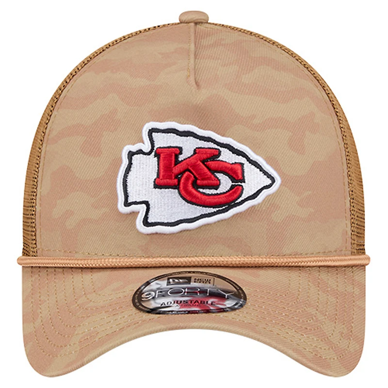 Men's New Era Tan Kansas City Chiefs Wheat Camo 9FORTY Adjustable Hat