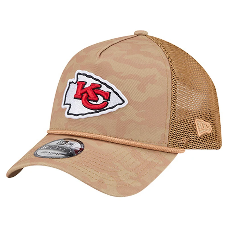 Men's New Era Tan Kansas City Chiefs Wheat Camo 9FORTY Adjustable Hat