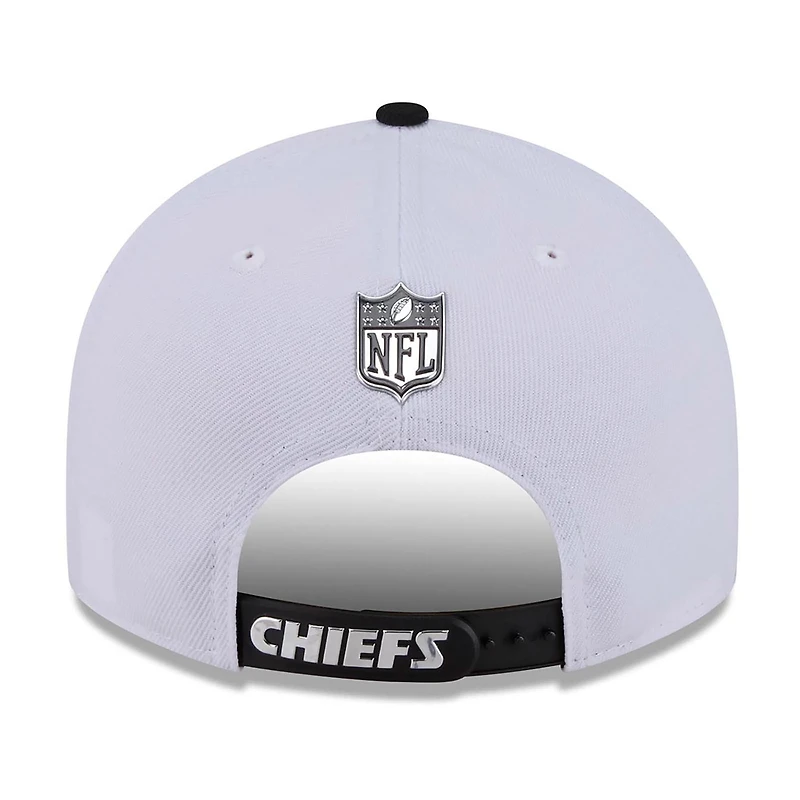 Casquette snapback New Era blanche et noire Kansas City Chiefs, édition spéciale NFL Draft 2026, modèle 9FIFTY pré-courbé pour homme
