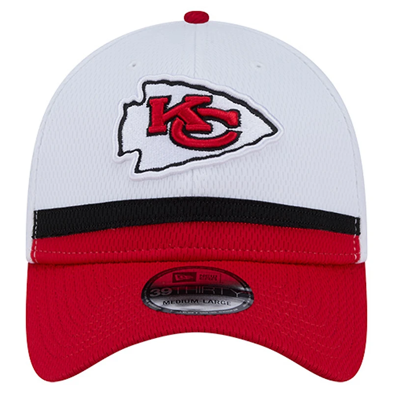 Men's New Era  White/Red Kansas City Chiefs Dashmark Rays 39THIRTY Flex Hat