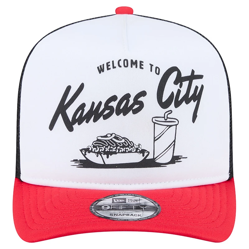 Men's New Era White/Red Kansas City Chiefs Foodie 9FIFTY A-Frame Trucker Snapback Hat