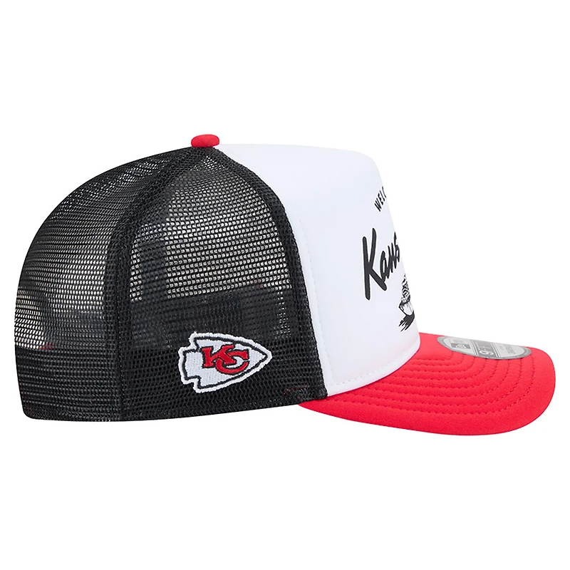 Men's New Era White/Red Kansas City Chiefs Foodie 9FIFTY A-Frame Trucker Snapback Hat
