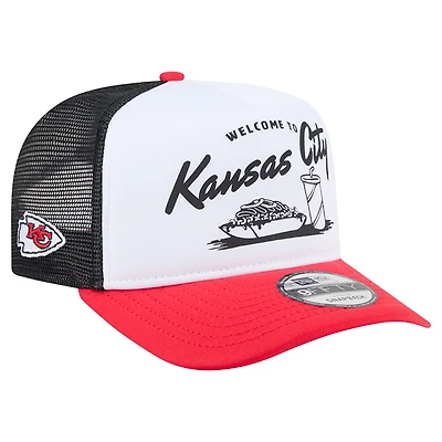 Men's New Era White/Red Kansas City Chiefs Foodie 9FIFTY A-Frame Trucker Snapback Hat