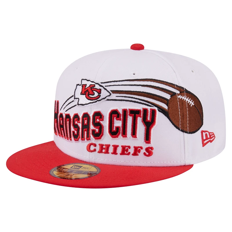 Men's New Era White/Red Kansas City Chiefs Retro Swoop 59FIFTY Fitted Hat