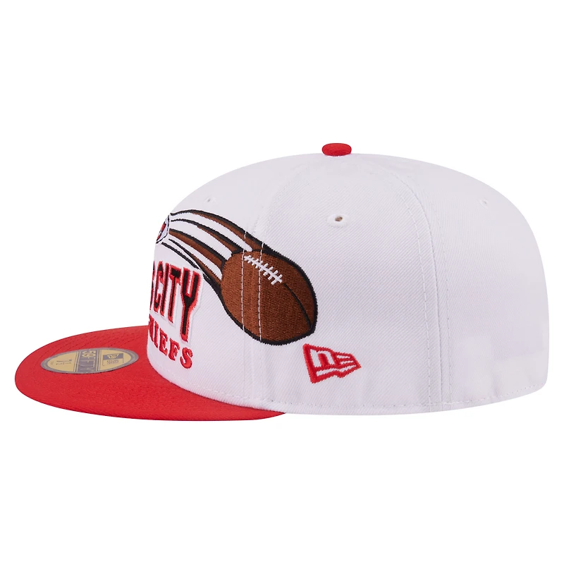 Men's New Era White/Red Kansas City Chiefs Retro Swoop 59FIFTY Fitted Hat
