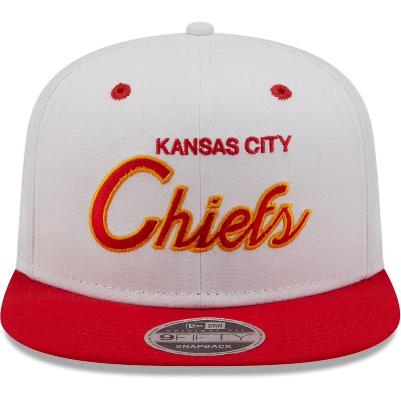 Casquette Snapback 9FIFTY Original des Kansas City Chiefs Sparky New Era pour homme, blanc/rouge
