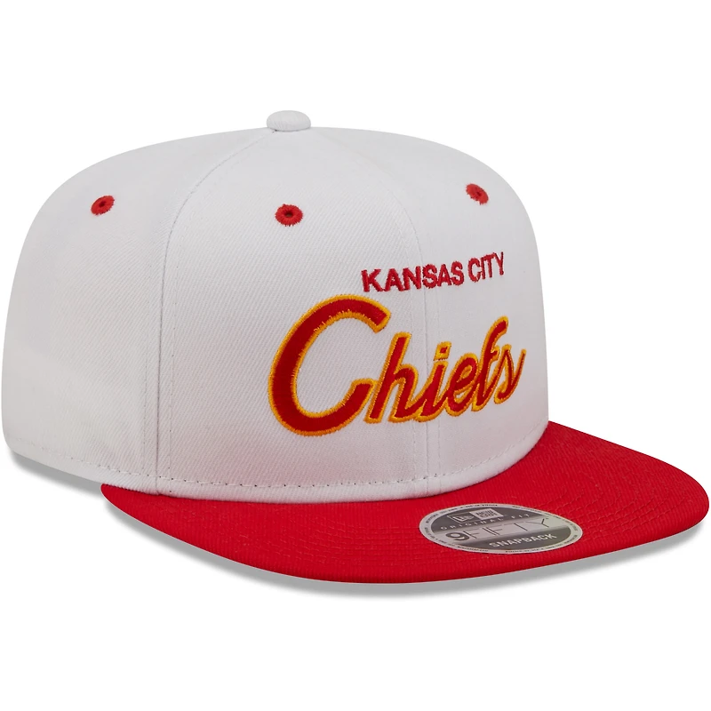 Casquette Snapback 9FIFTY Original des Kansas City Chiefs Sparky New Era pour homme, blanc/rouge