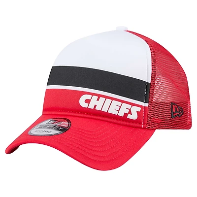 Men's New Era White/Red Kansas City Chiefs Sport Night Color Block 9FORTY A-Frame Trucker Adjustable Hat