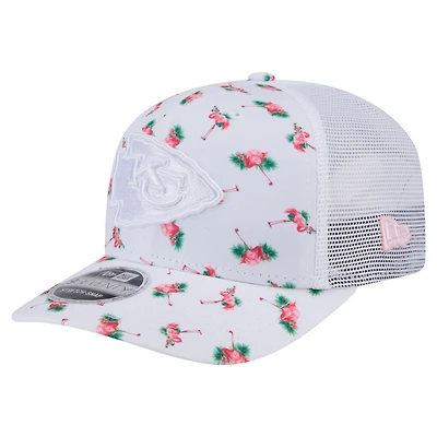 Men's New Era White Kansas City Chiefs Adventure Flamingo Pattern 9SEVENTY Stretch-Snap Hat