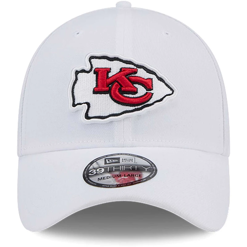 Casquette flexible principale 39THIRTY des Chiefs de Kansas City New Era pour hommes, blanche