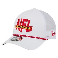Casquette camionneur ajustable New Era blanche Kansas City Chiefs NFL 9FORTY A-Frame M-Crown pour homme