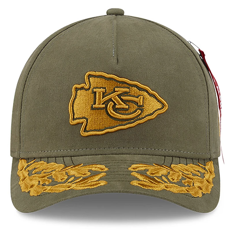Men's New Era x Alpha Industries  Olive Kansas City Chiefs A-Frame 9FORTY Adjustable Hat