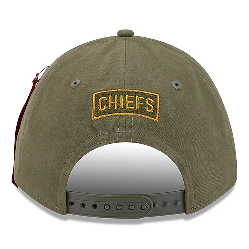 Casquette ajustable A-Frame 9FORTY olive des Kansas City Chiefs pour homme New Era x Alpha Industries