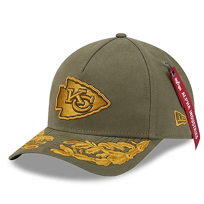 Men's New Era x Alpha Industries  Olive Kansas City Chiefs A-Frame 9FORTY Adjustable Hat