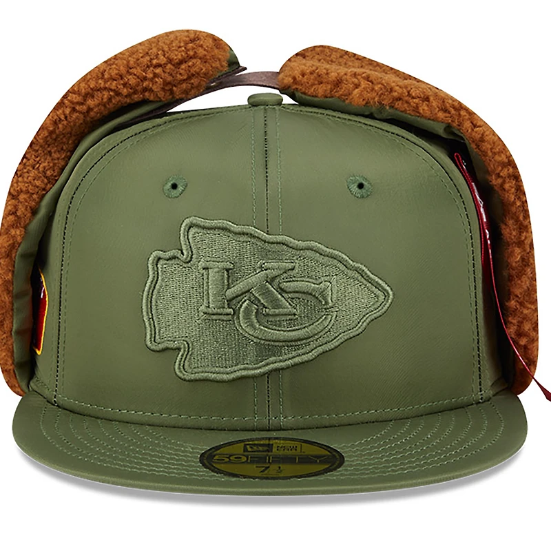 Men's New Era x Alpha Industries  Olive Kansas City Chiefs Dog Ears 59FIFTY Fitted Hat
