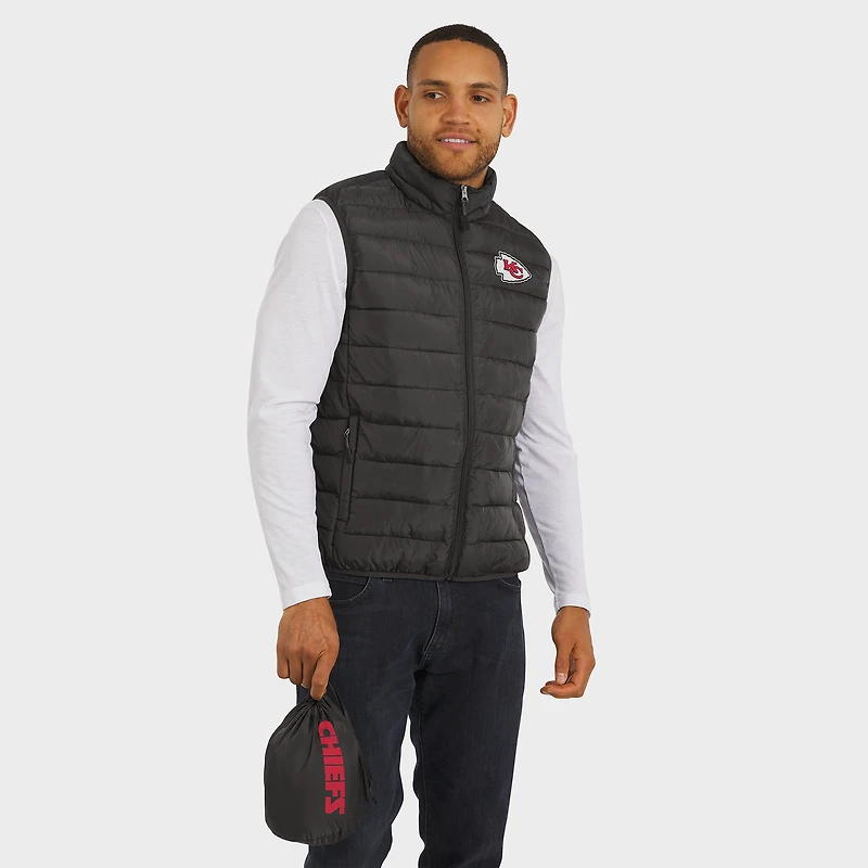 Men's NFL x Darius Rucker Collection by Fanatics Black Kansas City Chiefs Packable Full-Zip Vest with Travel Bag
