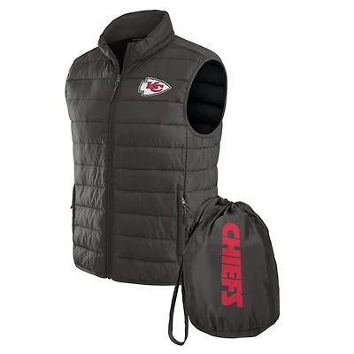 Men's NFL x Darius Rucker Collection by Fanatics Black Kansas City Chiefs Packable Full-Zip Vest with Travel Bag