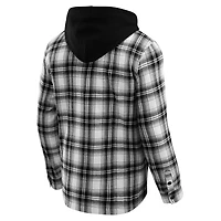 Men's NFL x Darius Rucker Collection by Fanatics Black Kansas City Chiefs Plaid Flannel Quilted Full-Snap Hooded Shacket