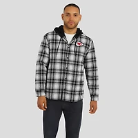 Men's NFL x Darius Rucker Collection by Fanatics Black Kansas City Chiefs Plaid Flannel Quilted Full-Snap Hooded Shacket