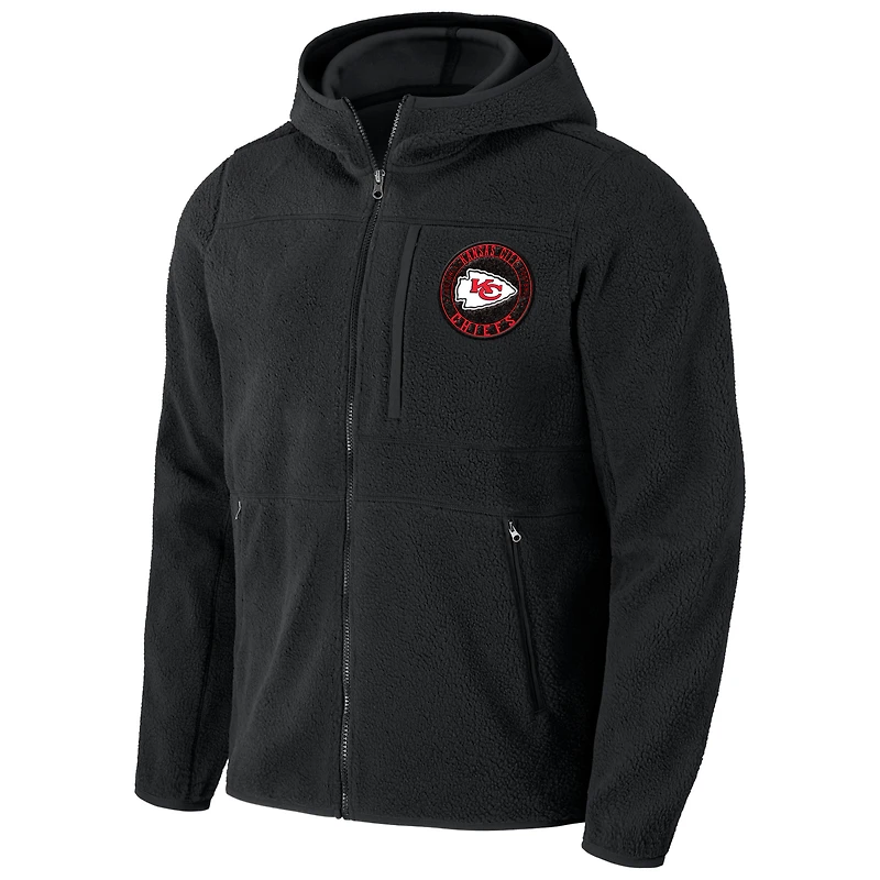 Sweat à capuche zippé en sherpa noir pour homme de la collection NFL x Darius Rucker Fanatics Kansas City Chiefs