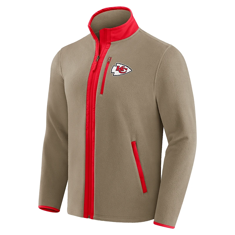 Veste polaire épaisse zippée pour homme de la collection NFL x Darius Rucker par Fanatics, couleur beige des Kansas City Chiefs