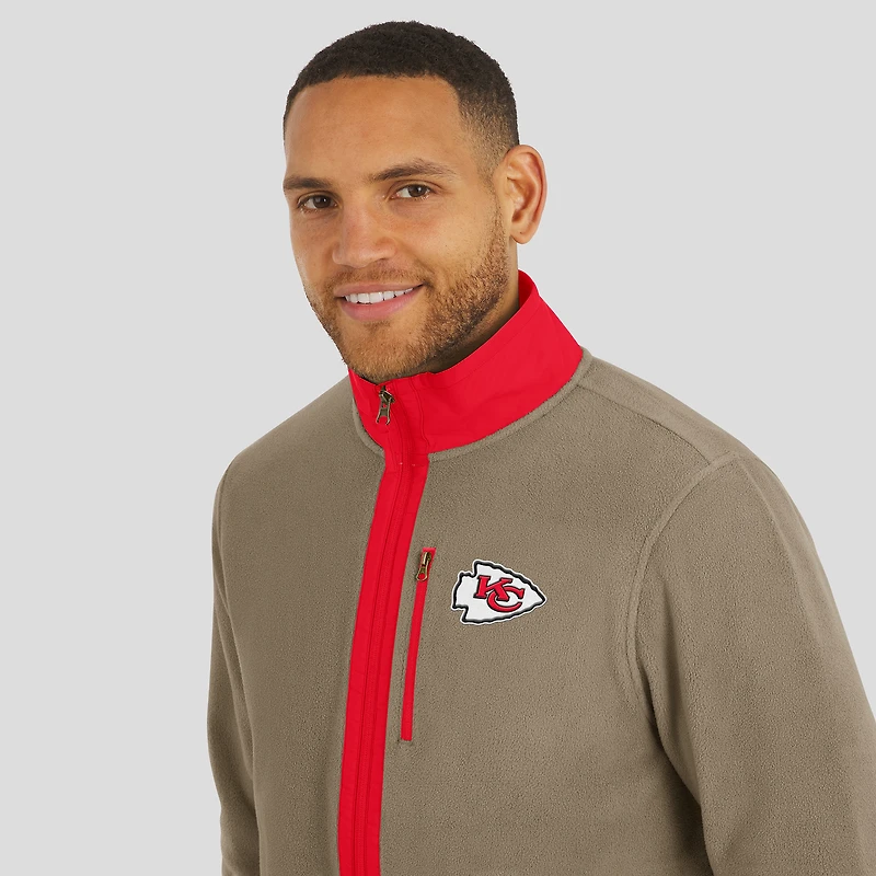 Veste polaire épaisse zippée pour homme de la collection NFL x Darius Rucker par Fanatics, couleur beige des Kansas City Chiefs