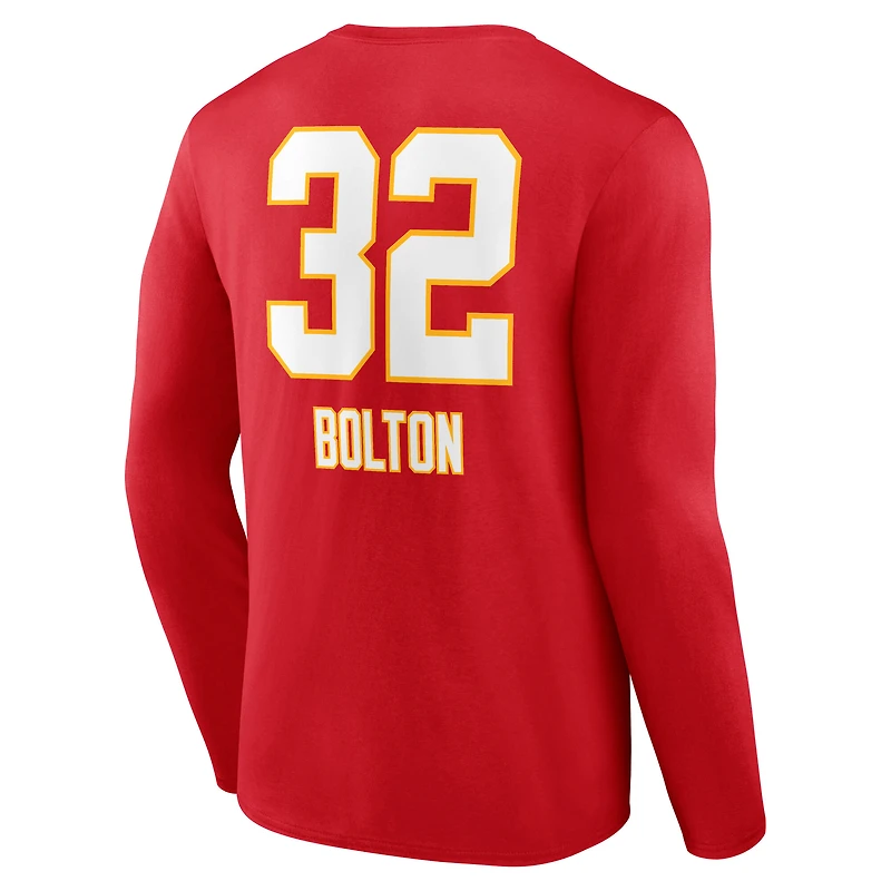 Men's Nick Bolton Red Kansas City Chiefs Team Wordmark Name & Number Long Sleeve T-Shirt