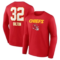 Men's Nick Bolton Red Kansas City Chiefs Team Wordmark Name & Number Long Sleeve T-Shirt
