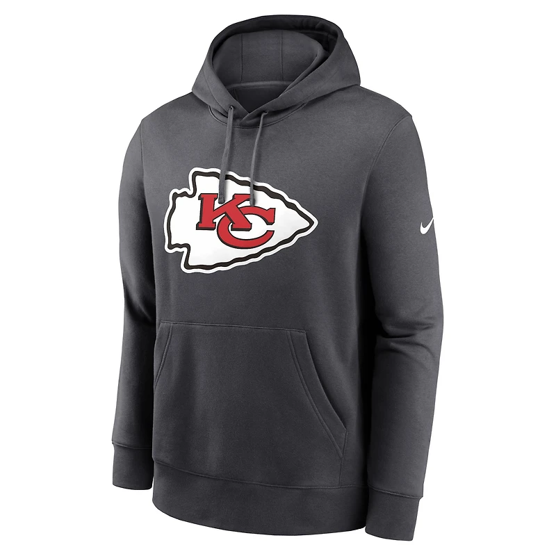 Sweat à capuche Nike anthracite avec logo du Kansas City Chiefs Club pour hommes