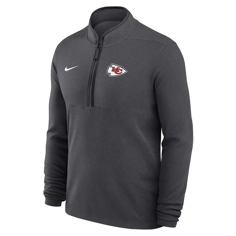 Pull Nike anthracite léger Victory Dri-FIT à demi-zip pour homme des Kansas City Chiefs