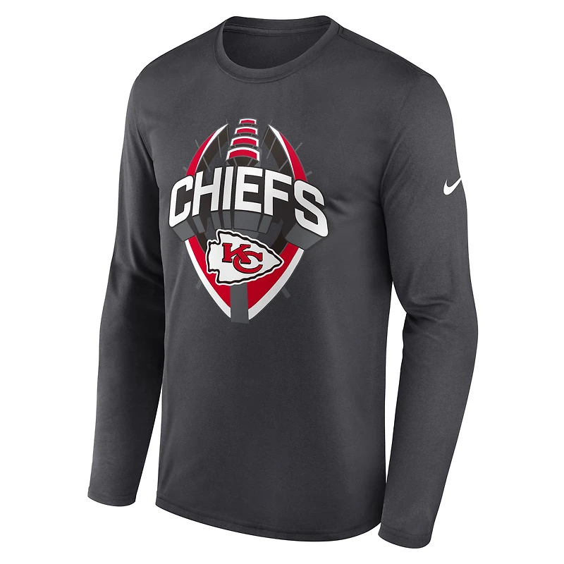 Men's Nike Anthracite Kansas City Chiefs Primetime Legend Icon Performance Long Sleeve T-Shirt