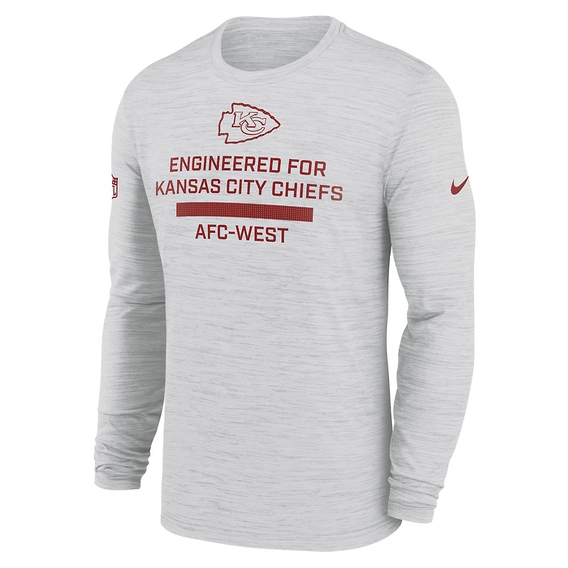 Men's Nike Ash Kansas City Chiefs Sideline Velocity Performance Long Sleeve T-Shirt