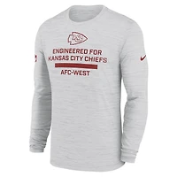 Men's Nike Ash Kansas City Chiefs Sideline Velocity Performance Long Sleeve T-Shirt