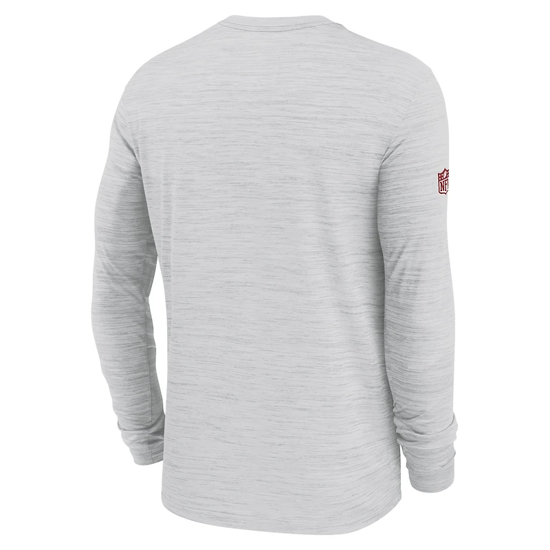T-shirt Nike à manches longues Performance Ash Kansas City Chiefs Sideline Velocity pour homme