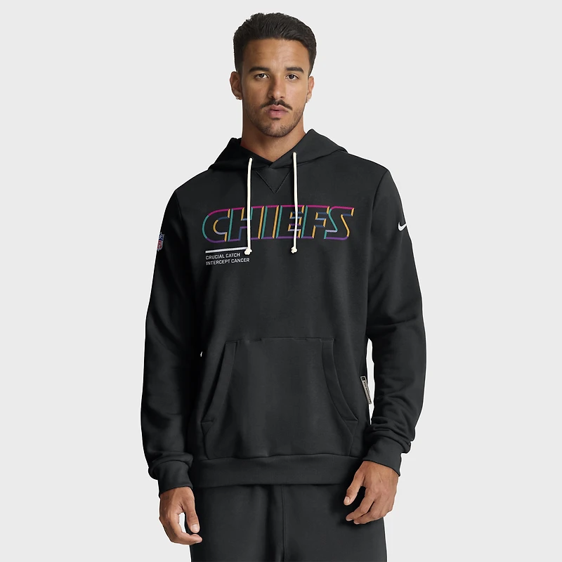 Sweat à capuche Nike noir Kansas City Chiefs NFL Crucial Catch 2025 pour homme, édition standard Dri-FIT