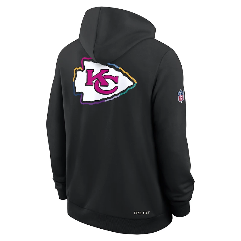 Sweat à capuche Nike noir Kansas City Chiefs NFL Crucial Catch 2025 pour homme, édition standard Dri-FIT