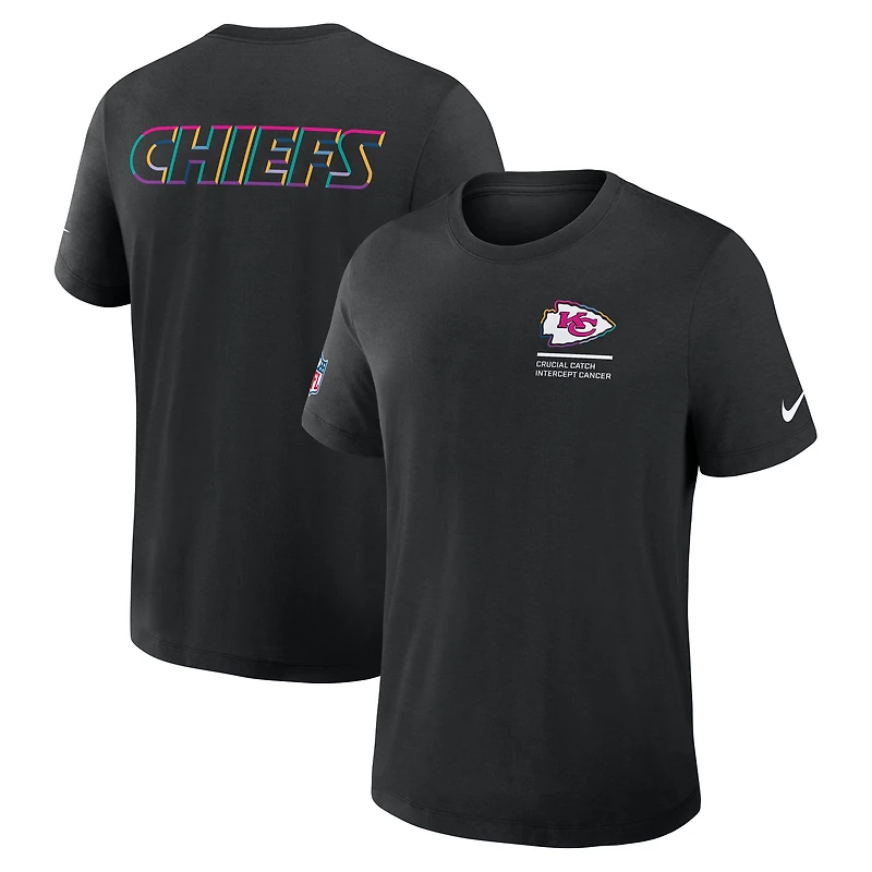 T-shirt Nike noir Kansas City Chiefs NFL Crucial Catch Tri-Blend Dri-FIT 2025 pour homme