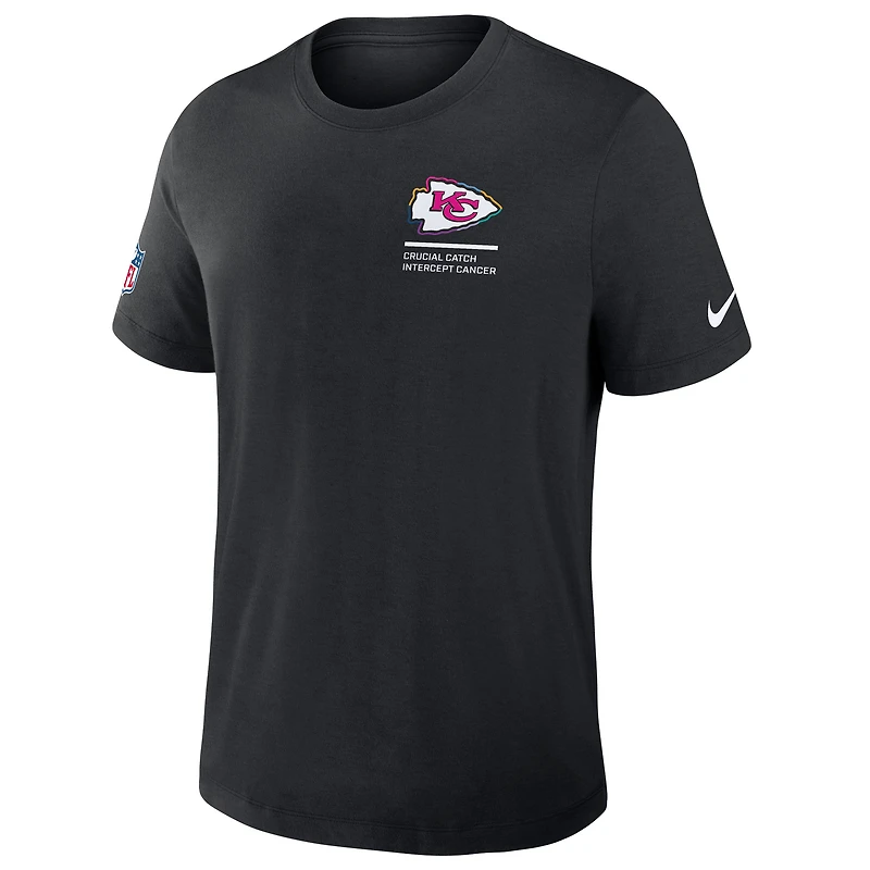 T-shirt Nike noir Kansas City Chiefs NFL Crucial Catch Tri-Blend Dri-FIT 2025 pour homme