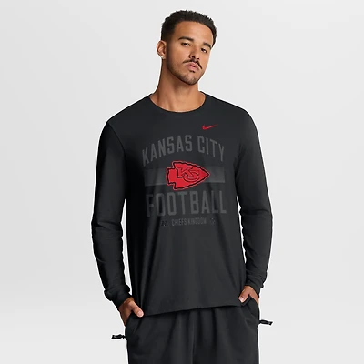 T-shirt à manches longues Nike Essential Kansas City Chiefs noir pour homme