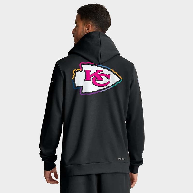 Men's Nike Black Kansas City Chiefs Tall 2025 NFL Crucial Catch Sideline Standard Issue Dri-FIT Hoodie