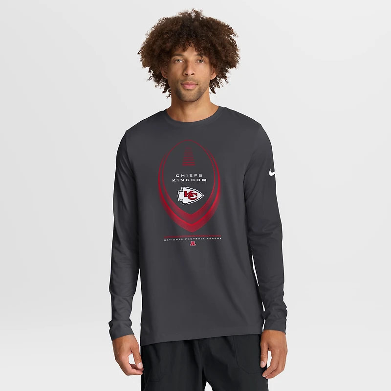 T-shirt à manches longues Nike pour homme, couleur anthracite, Kansas City Chiefs Legend Icon Dri-FIT