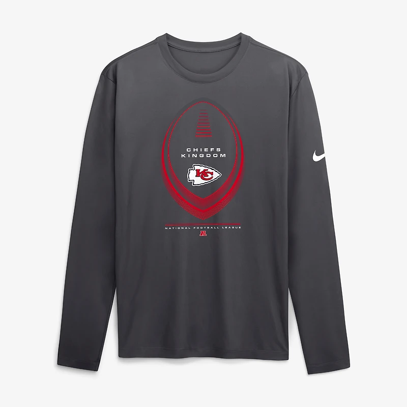 T-shirt à manches longues Nike pour homme, couleur anthracite, Kansas City Chiefs Legend Icon Dri-FIT