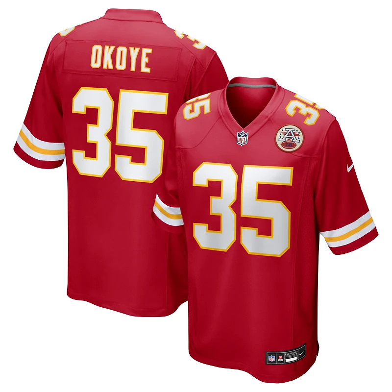 Maillot Nike Christian Okoye pour homme, rouge, joueur retraité du match des Chiefs de Kansas City