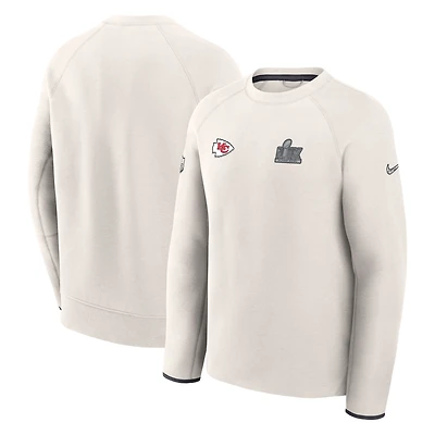 Men's Nike Cream Kansas City Chiefs Super Bowl LIX Opening Night Tech Fleece Pullover Sweatshirt