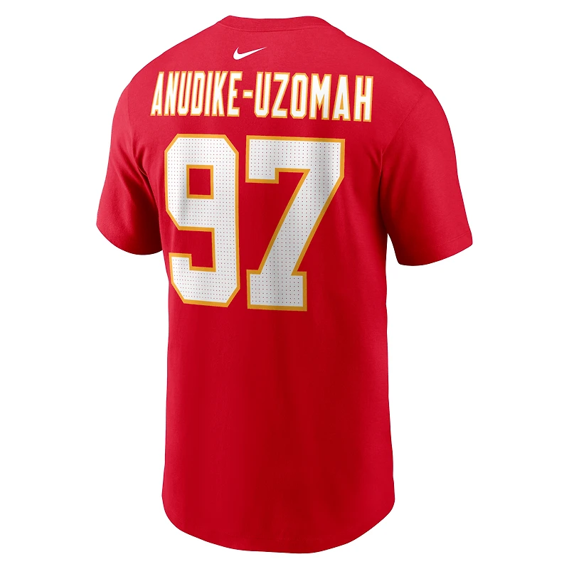 T-shirt Nike Felix Anudike-Uzomah pour homme, rouge, avec nom et numéro du joueur des Kansas City Chiefs
