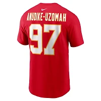 T-shirt Nike Felix Anudike-Uzomah pour homme, rouge, avec nom et numéro du joueur des Kansas City Chiefs