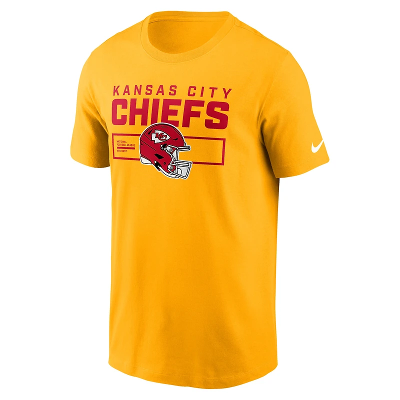T-shirt Nike Gold Kansas City Chiefs Primetime pour homme avec casque essentiel
