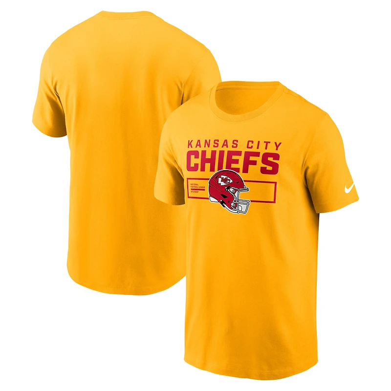 T-shirt Nike Gold Kansas City Chiefs Primetime pour homme avec casque essentiel