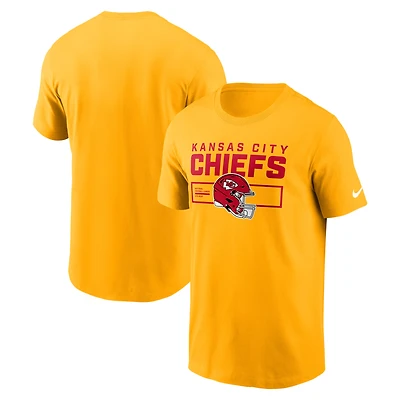 T-shirt Nike Gold Kansas City Chiefs Primetime pour homme avec casque essentiel